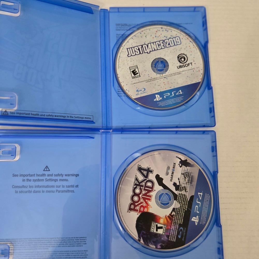 Rock Band 4 & Just Dance 2019 PS4 PlayStation 4 Game Bundle Blue Good Used Music - Picture 3 of 5
